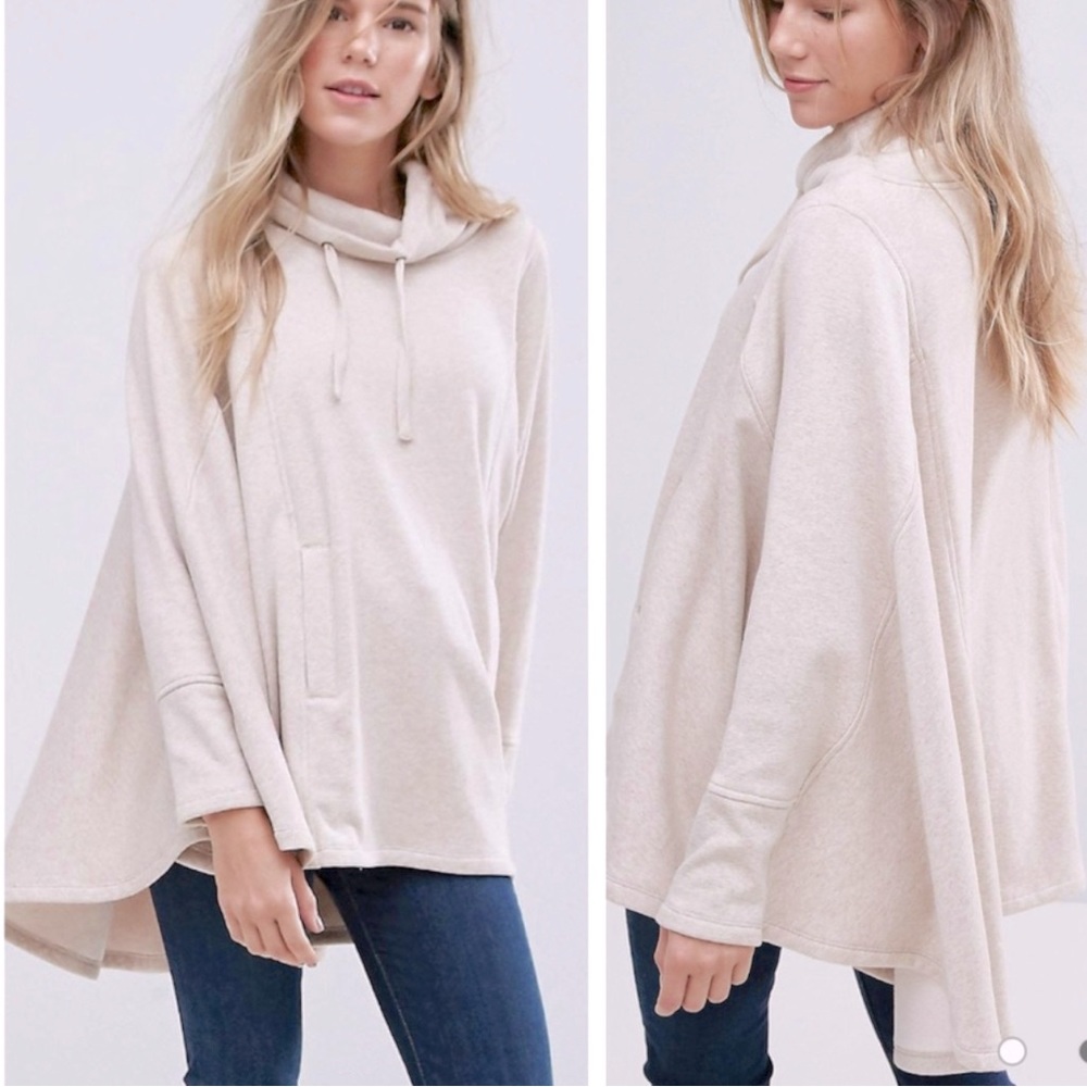 UGG Charlynne Pichot Double Knit Fleece Poncho Sweater In Oatmeal Heather